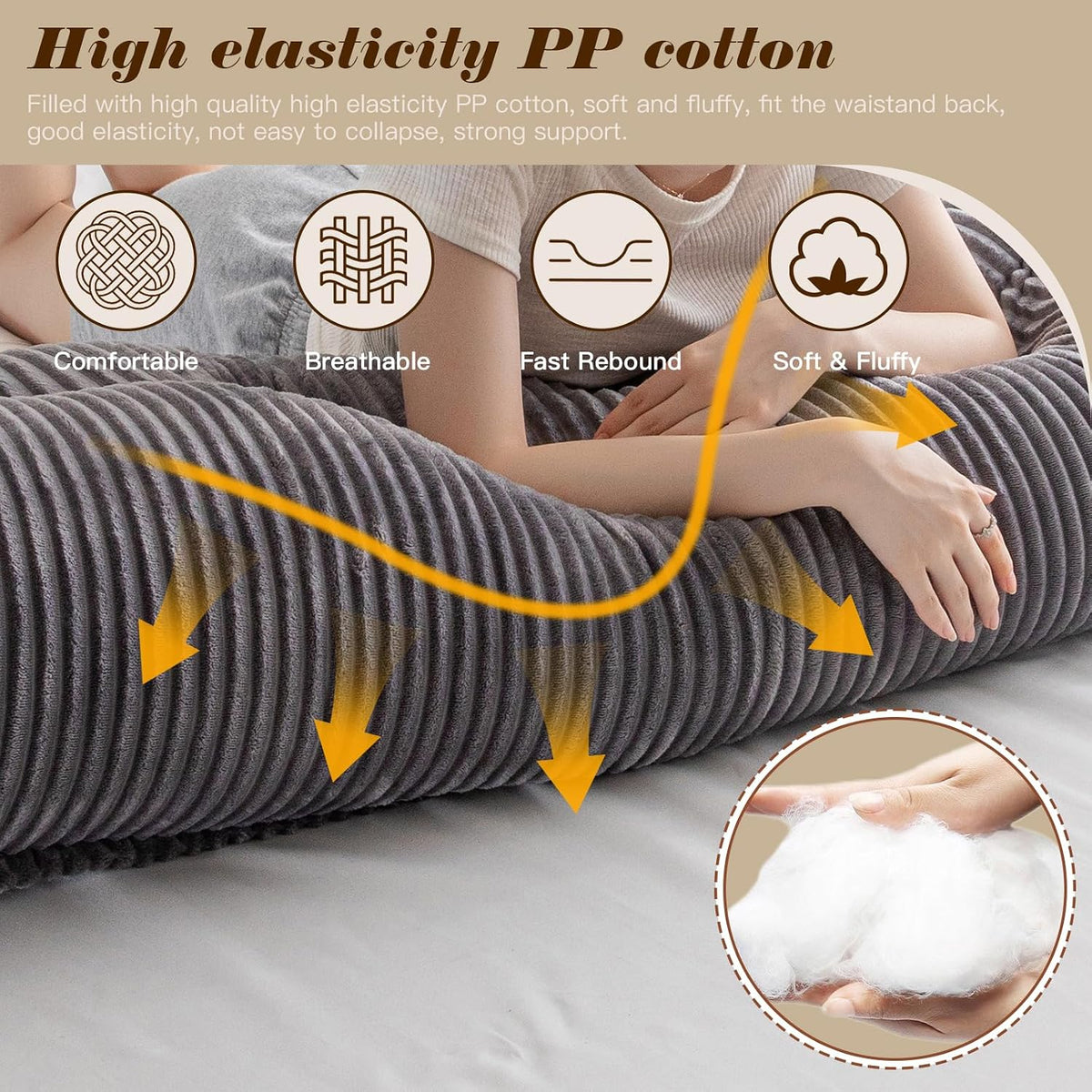 King polyester backrest pillows in Grey, alternate view 3