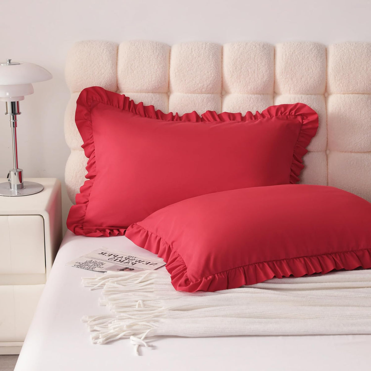 36"L x 20"W microfiber pillow shams in Red, alternate view 2