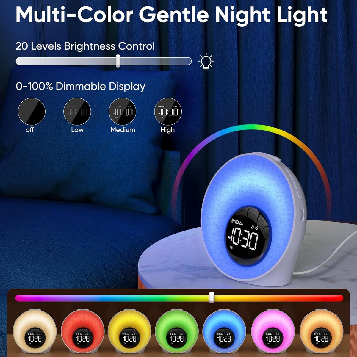 3.93"W x 7.87"H alarm clocks in White, alternate view 5