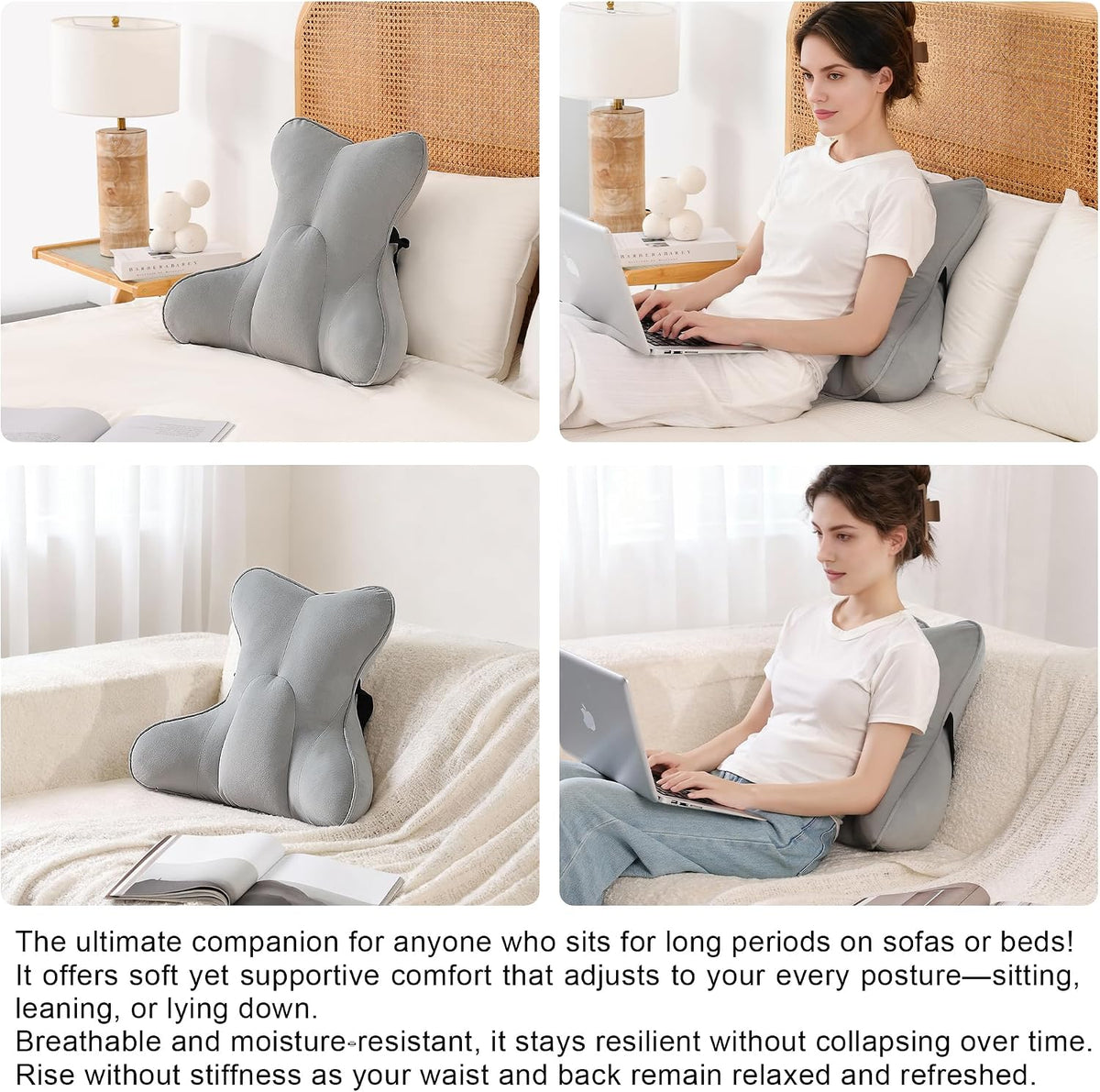 17.7" polyester lumbar roll cushions in Zinc Gray, alternate view 5