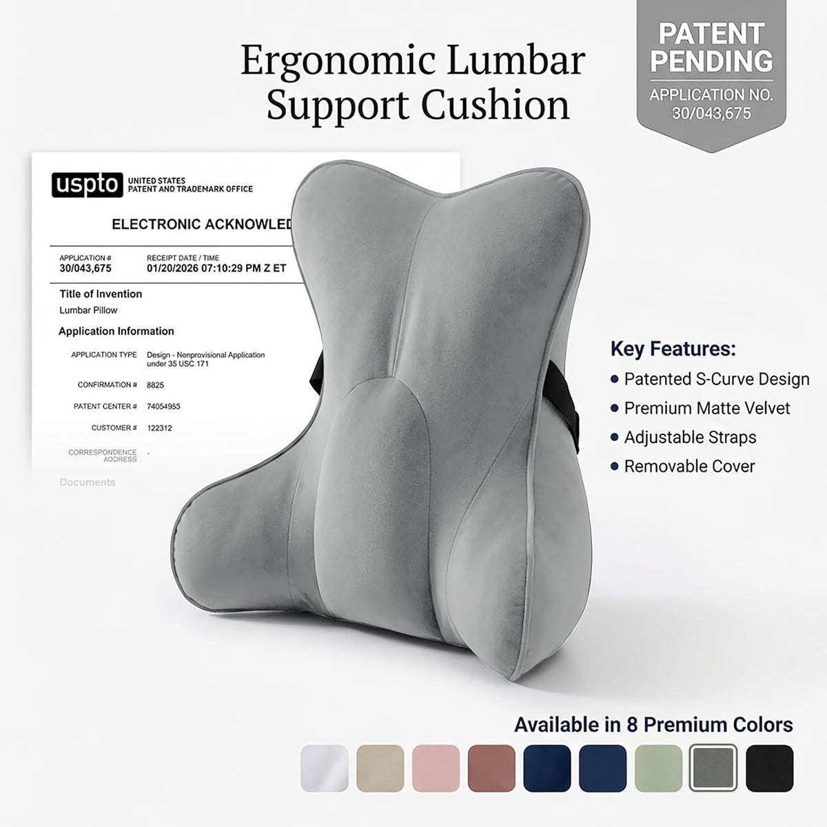 17.7" polyester lumbar roll cushions in Zinc Gray, alternate view 9