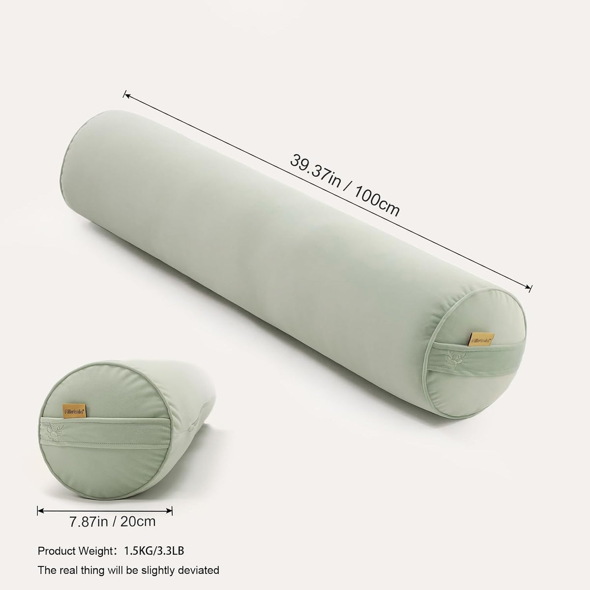 39.37"*7.87" polyester body pillows in Celadon Green, alternate view 2