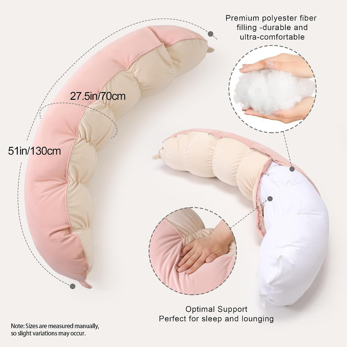 39" polyester body pillows in Blush Pink, alternate view 3