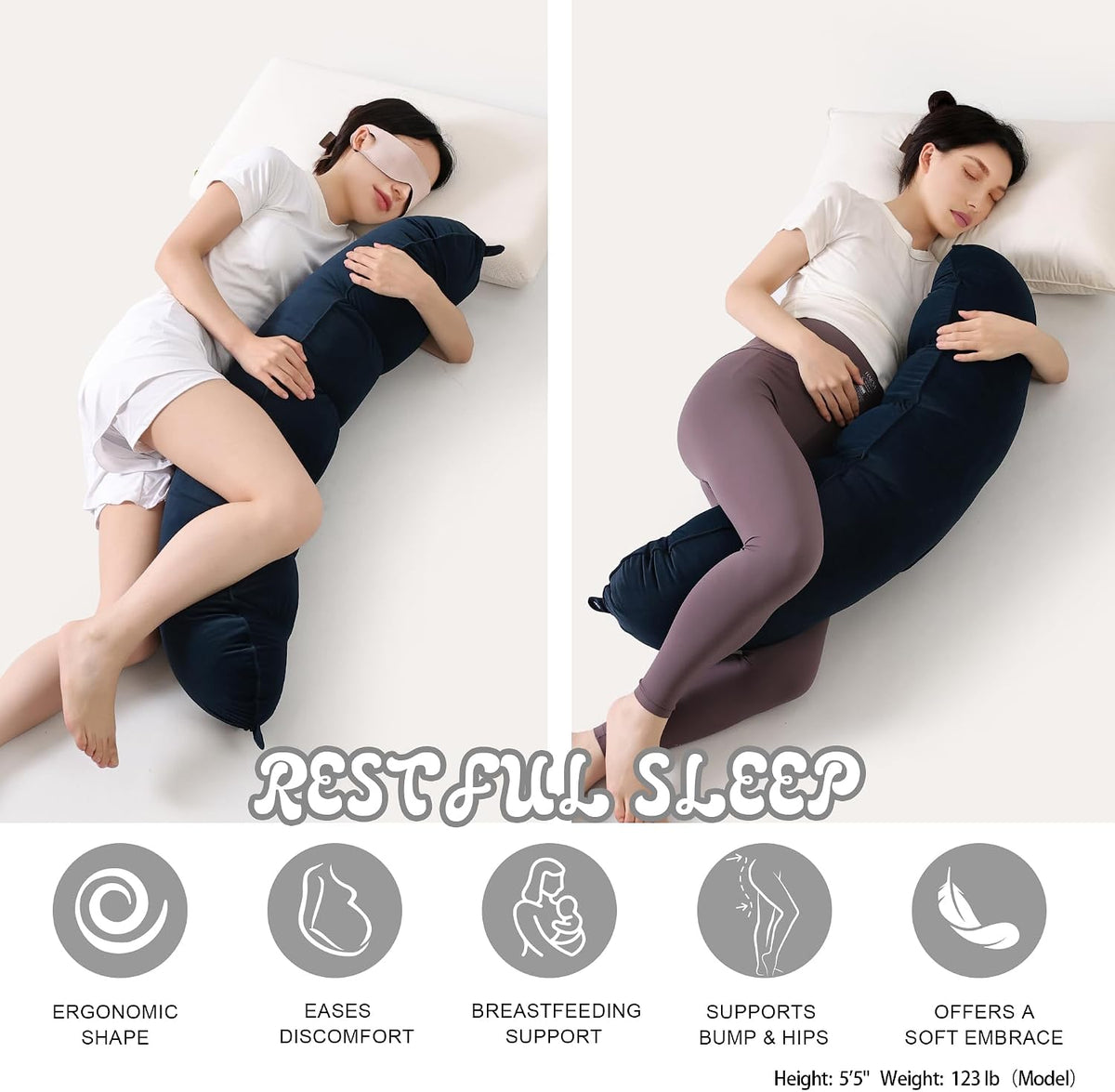 39" polyester body pillows in Teal Blue, alternate view 5