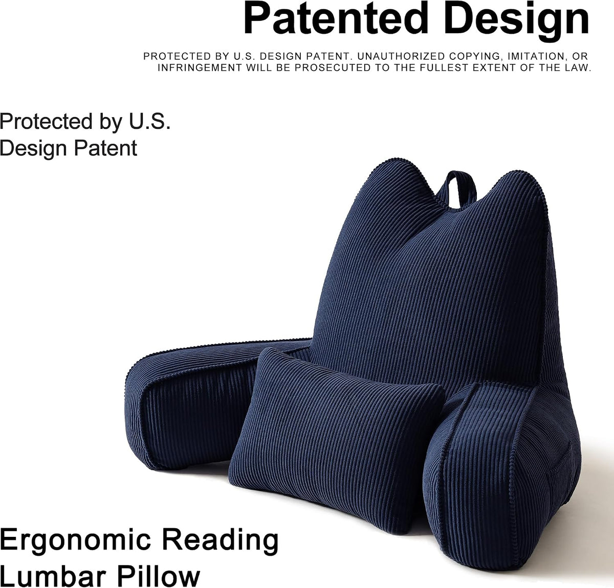 Large polyester backrest pillows in Navy Blue, alternate view 2