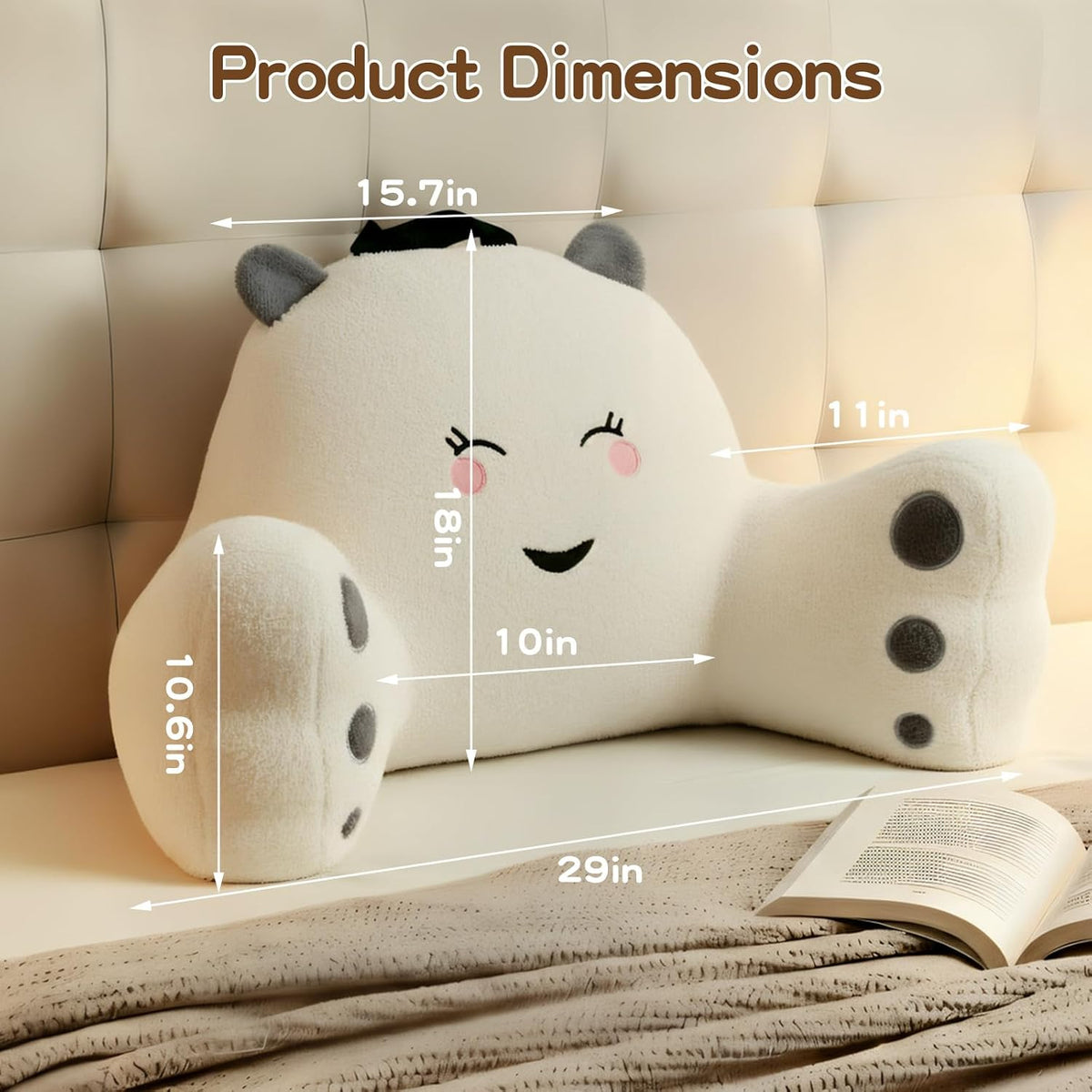 Cloud Velvet memory foam backrest pillows in Cream White, alternate view 2