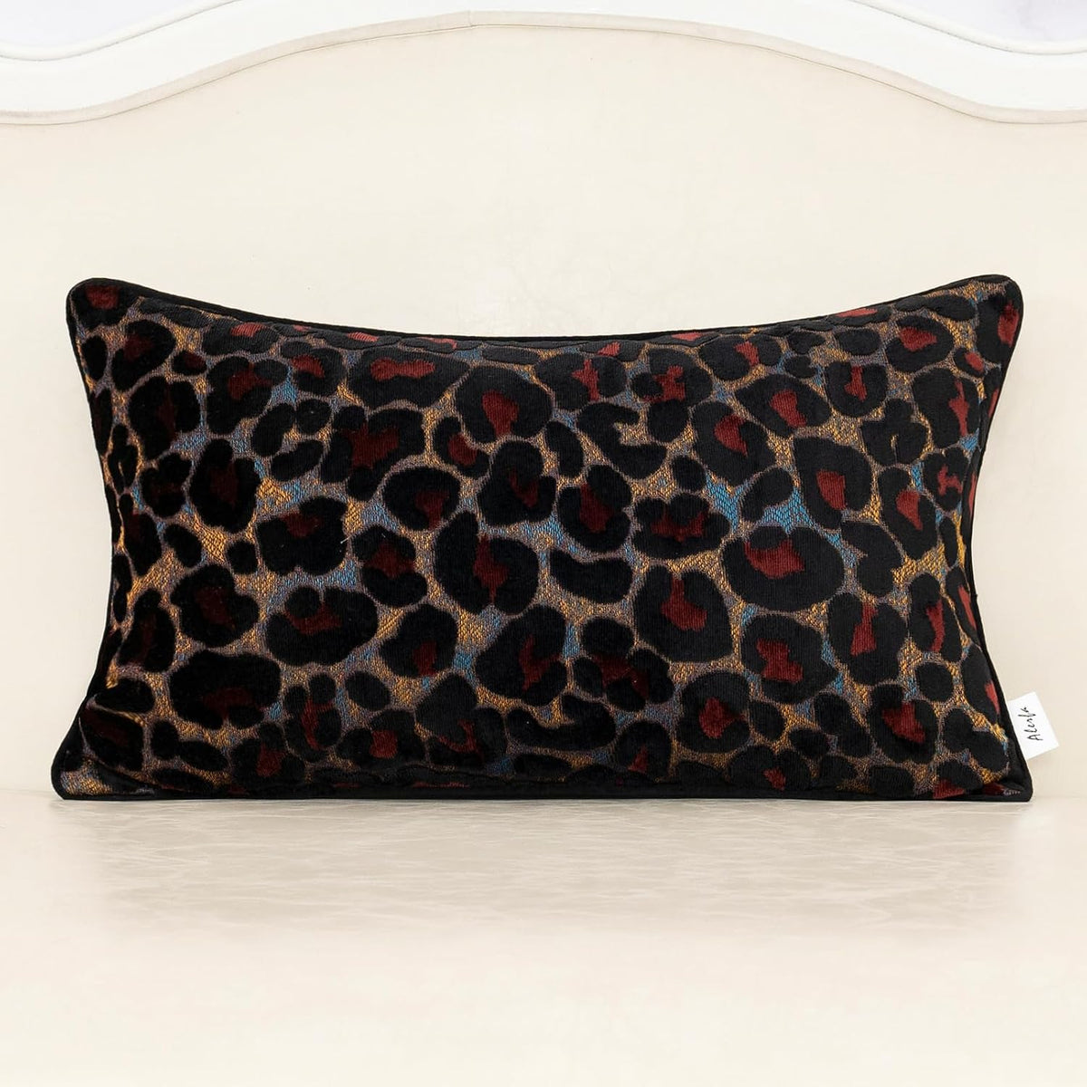 20"L x 12"W velvet throw pillow accessories in Black