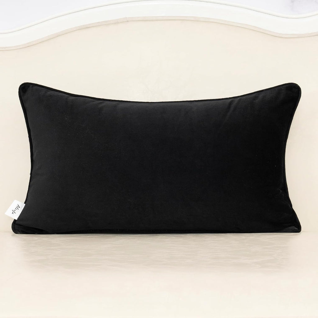 20"L x 12"W velvet throw pillow accessories in Black, alternate view 2