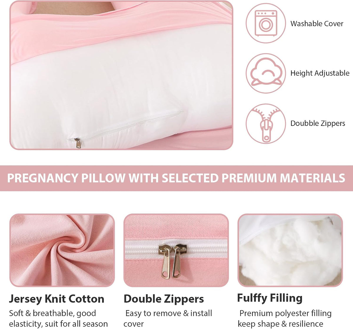 polyester pregnancy & maternity pillows in Jersey Pink, alternate view 4