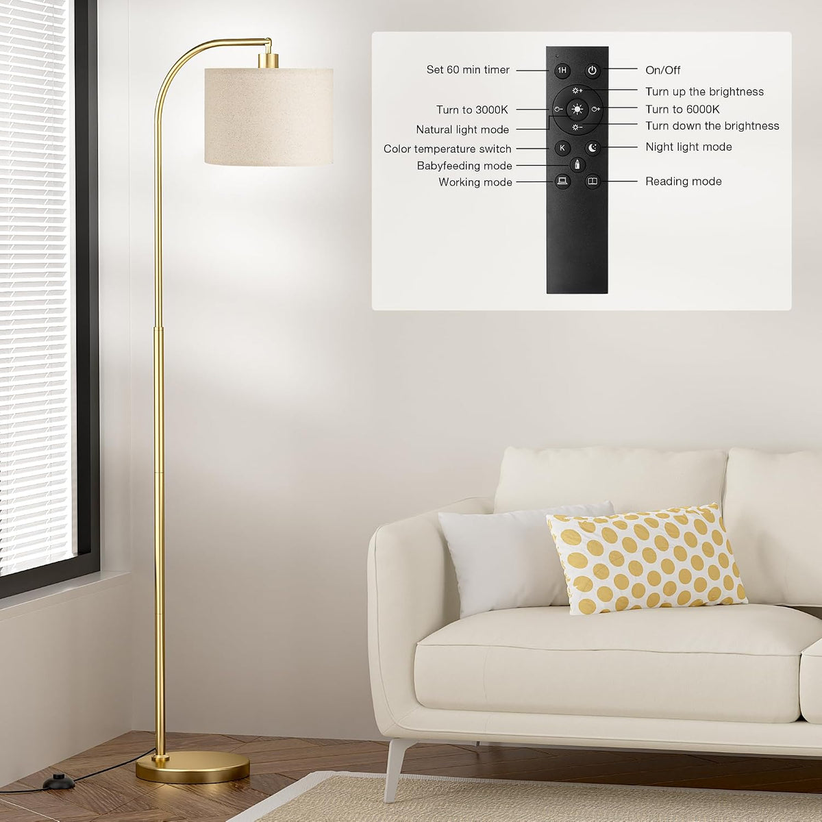 11"D x 9.44"W x 63"H metal floor lamps, alternate view 6