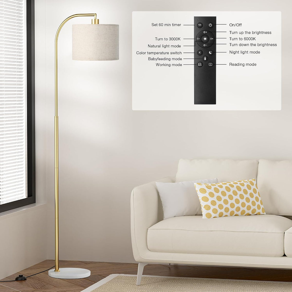 11"D x 9.44"W x 63"H metal floor lamps, alternate view 7