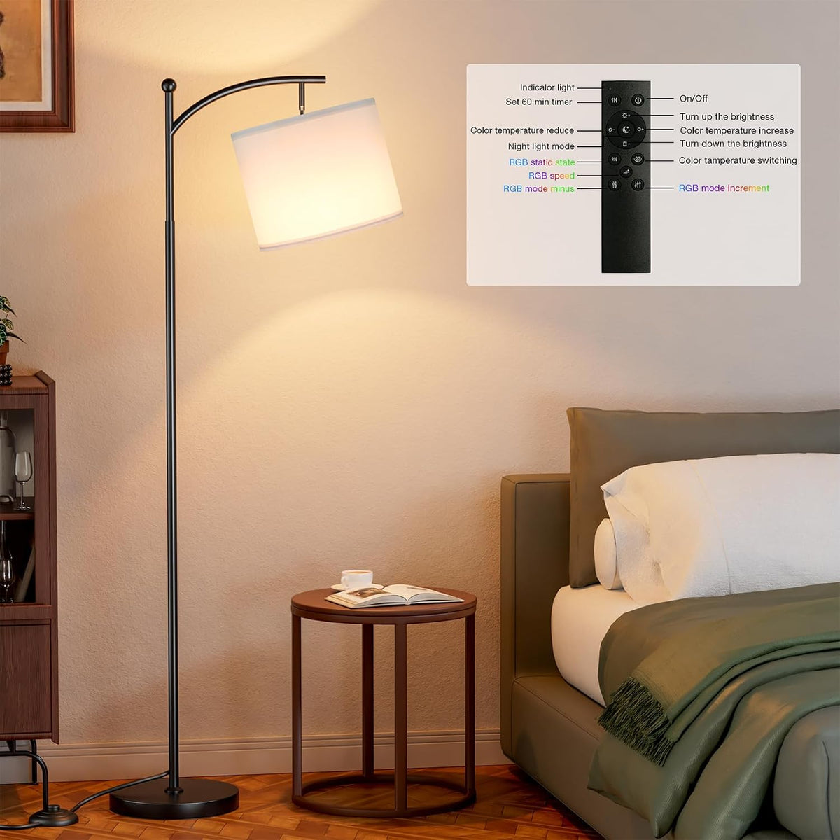 8.66"D x 10.04"W x 60.63"H linen floor lamps, alternate view 5
