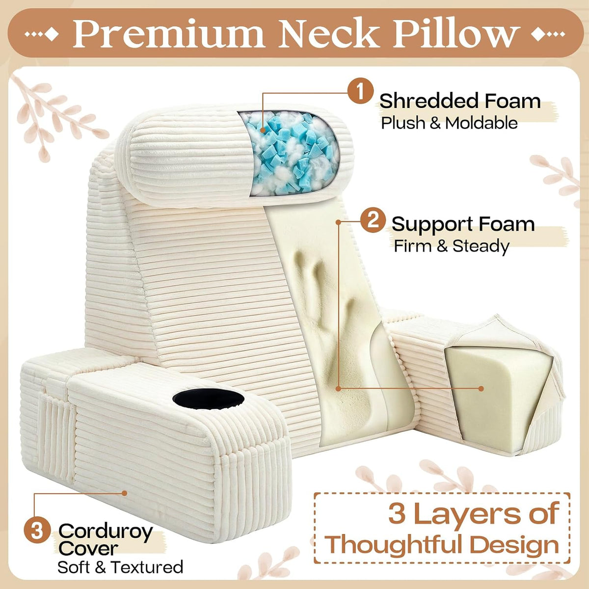 21 INCH polyester backrest pillows in Off-white, alternate view 3