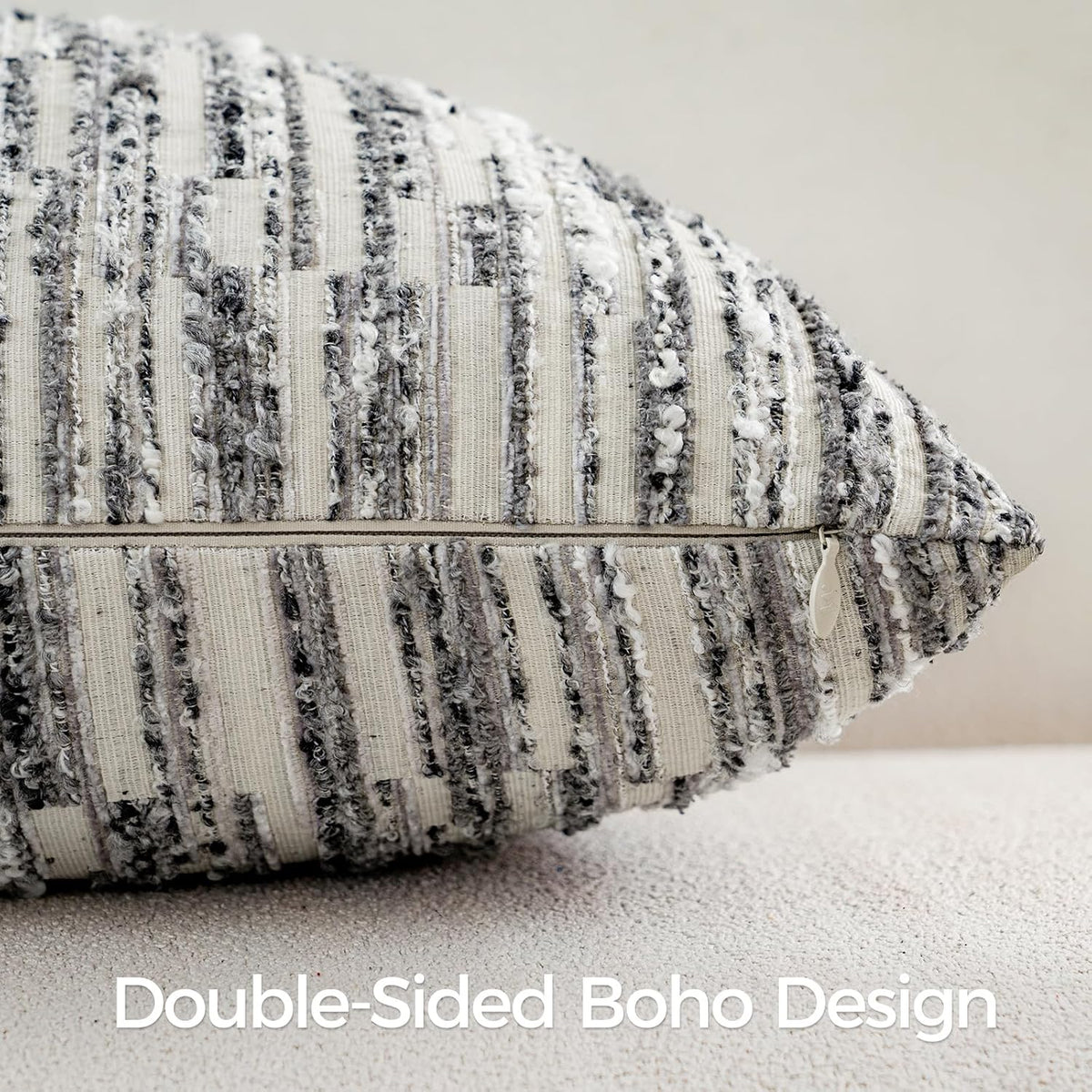 20"L x 12"W polyester throw pillow accessories in Gray White, alternate view 3