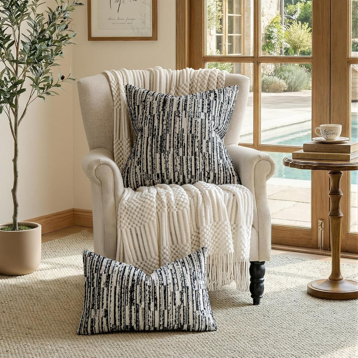 20"L x 20"W polyester throw pillow accessories in Black, alternate view 8