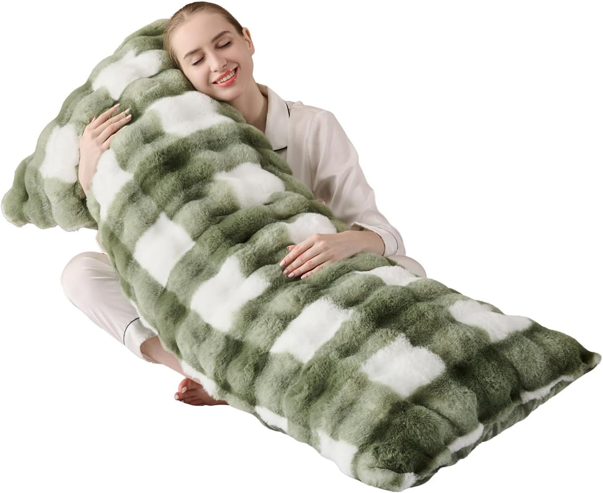 20" x 54" (9lbs) body pillows in Sage Green Grid Print