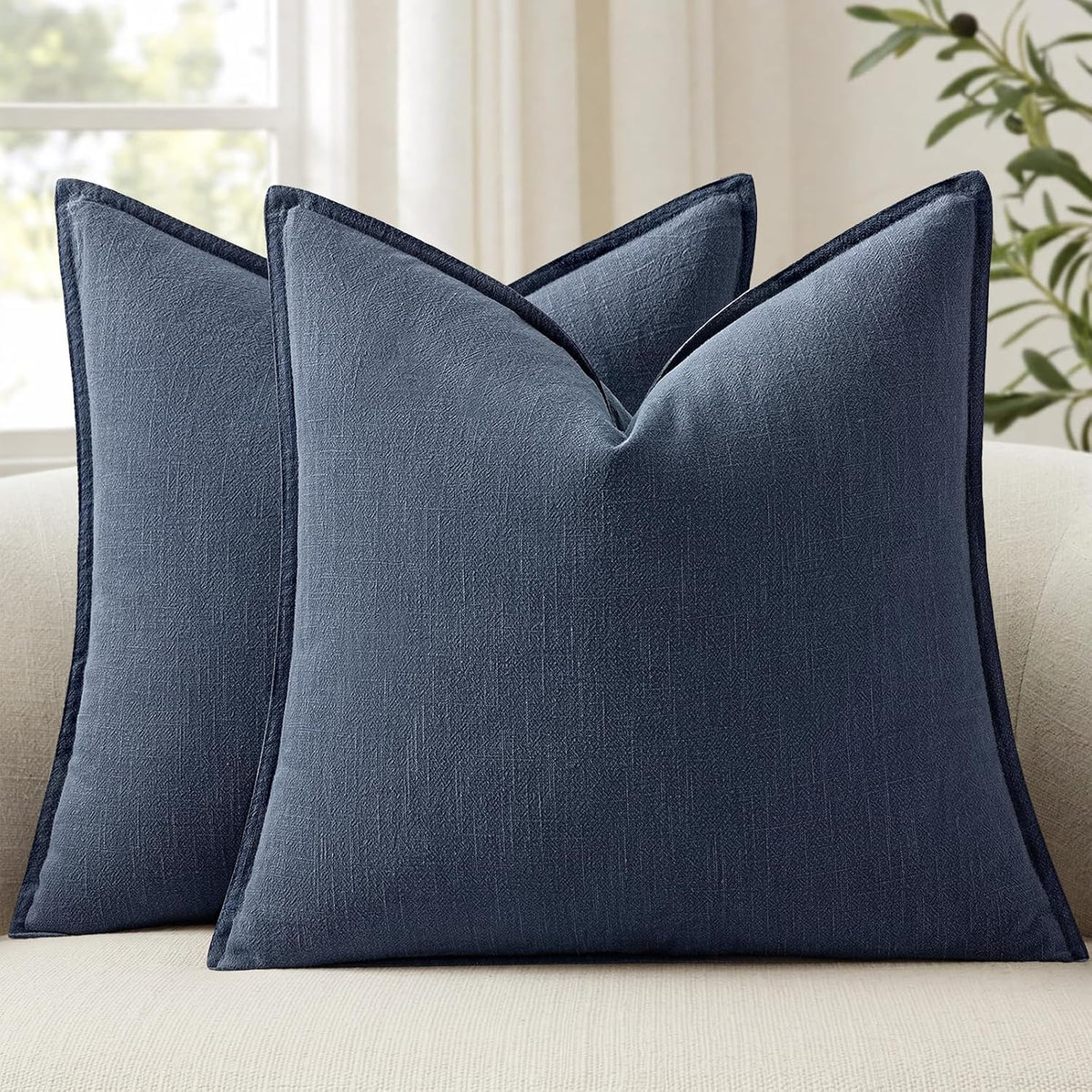 18"L x 18"W cotton throw pillow accessories in Indigo Blue