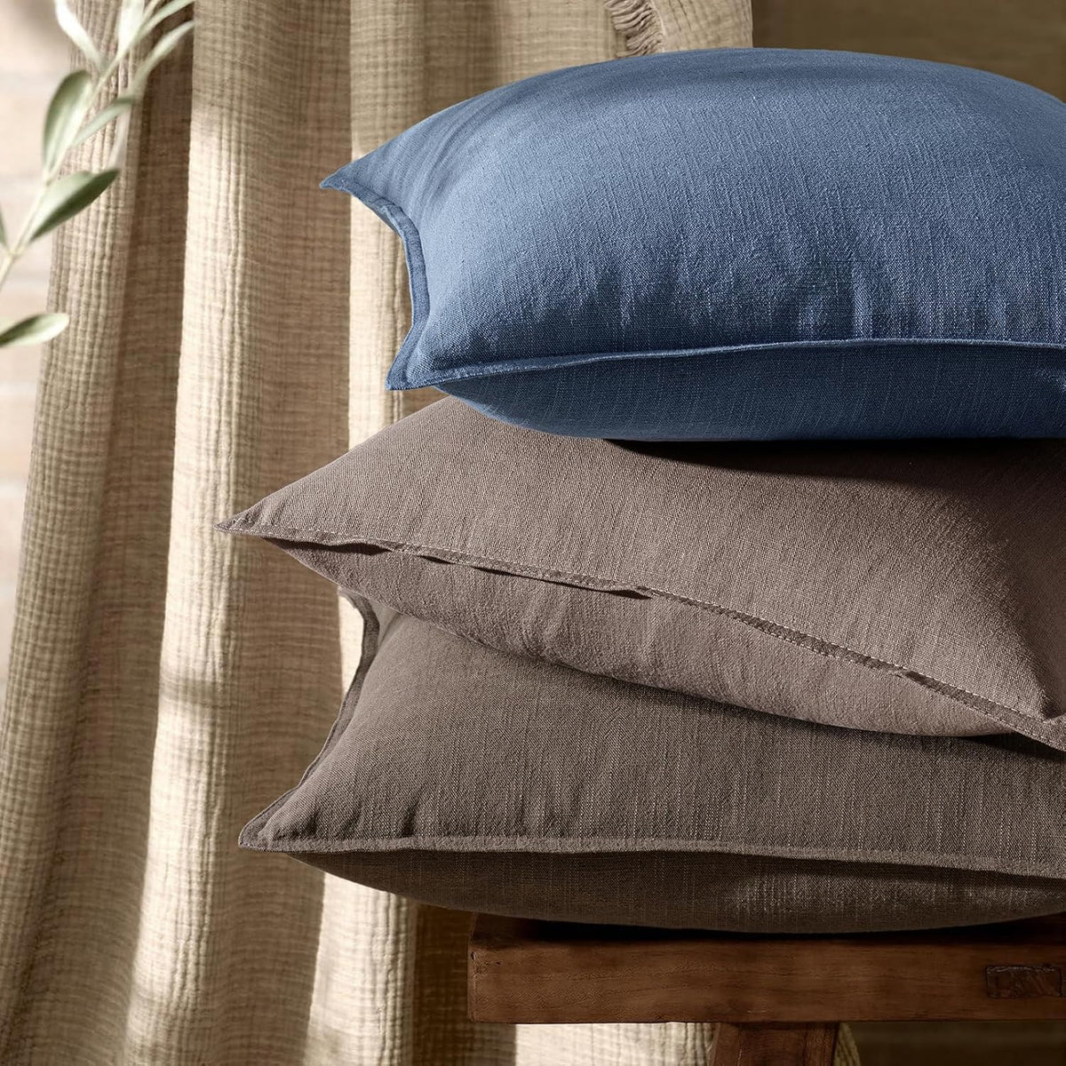 24"L x 24"W cotton throw pillow accessories in Light Taupe, alternate view 6