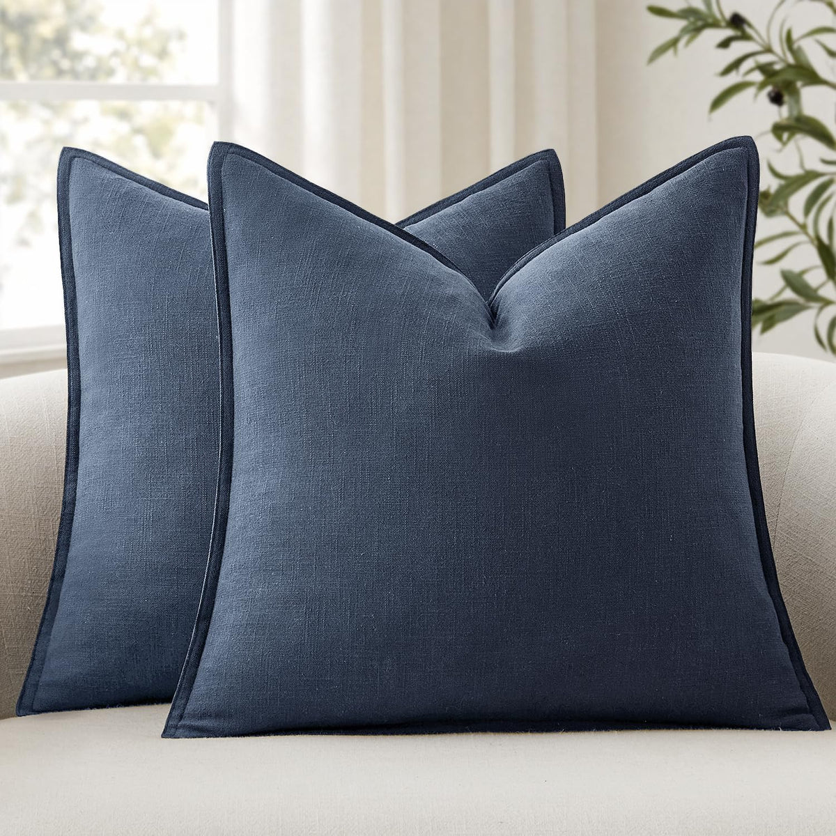 24"L x 24"W cotton throw pillow accessories in Navy Blue