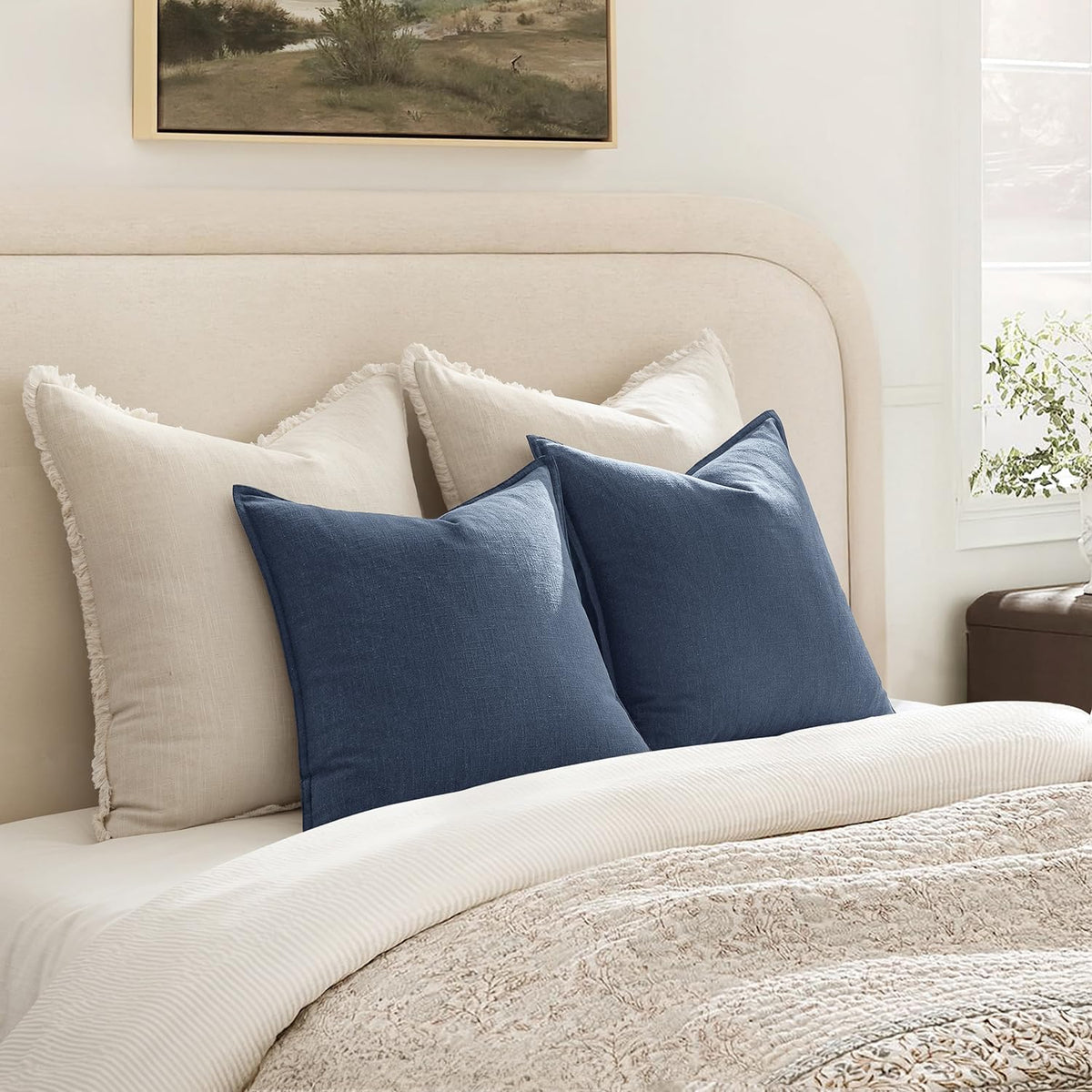 26"L x 26"W cotton throw pillow accessories in Navy Blue, alternate view 5