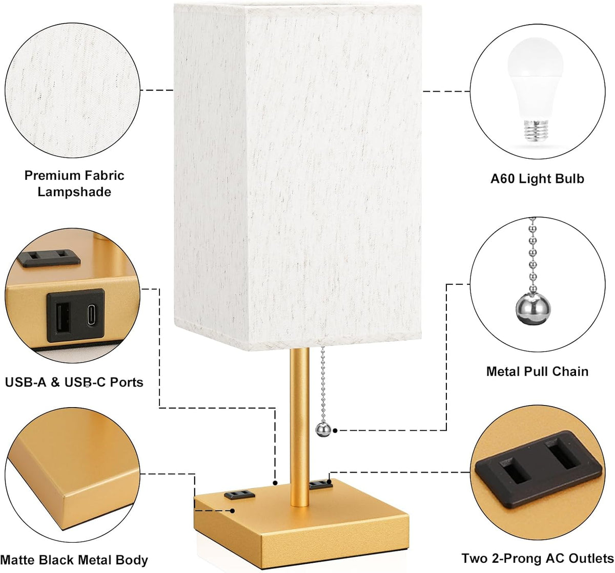 5.71"D x 5.71"W x 17.4"H fabric table lamps, alternate view 5