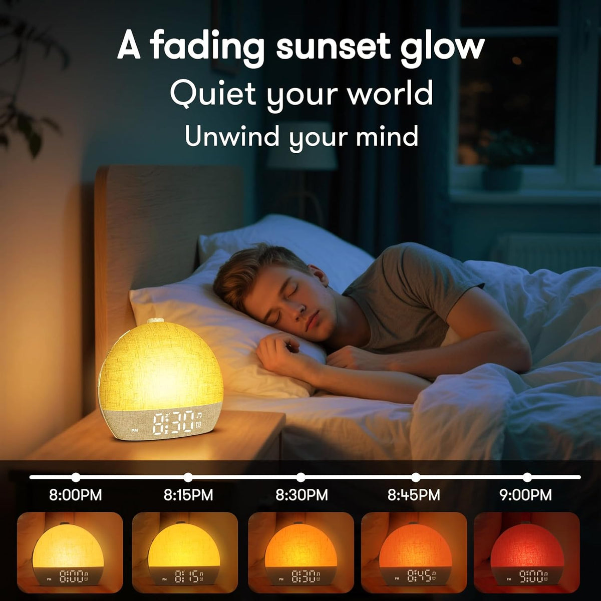 7.87"W x 5.11"H plastic alarm clocks in Yellow, alternate view 5
