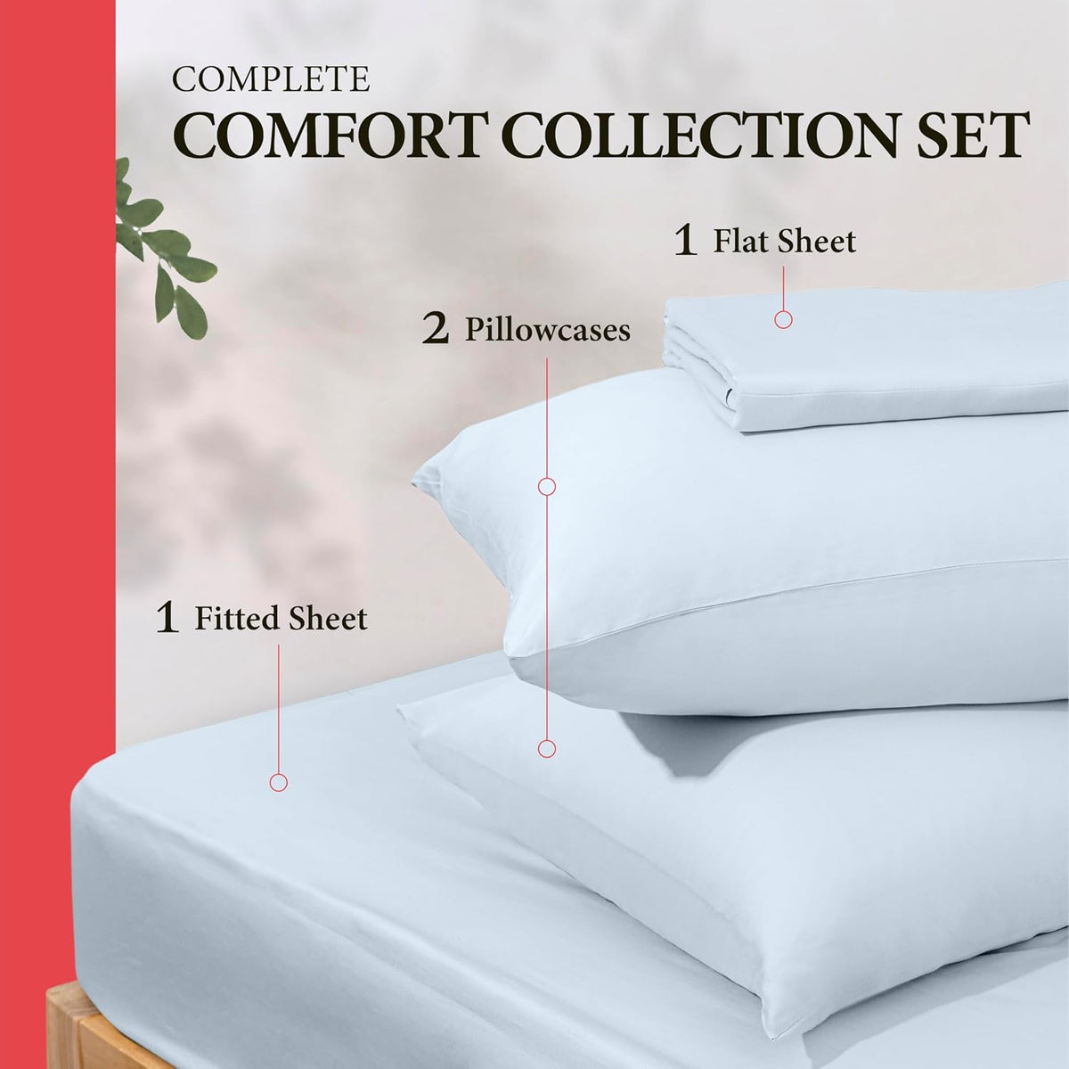 Queen cotton bedding sets in Light Blue, alternate view 3