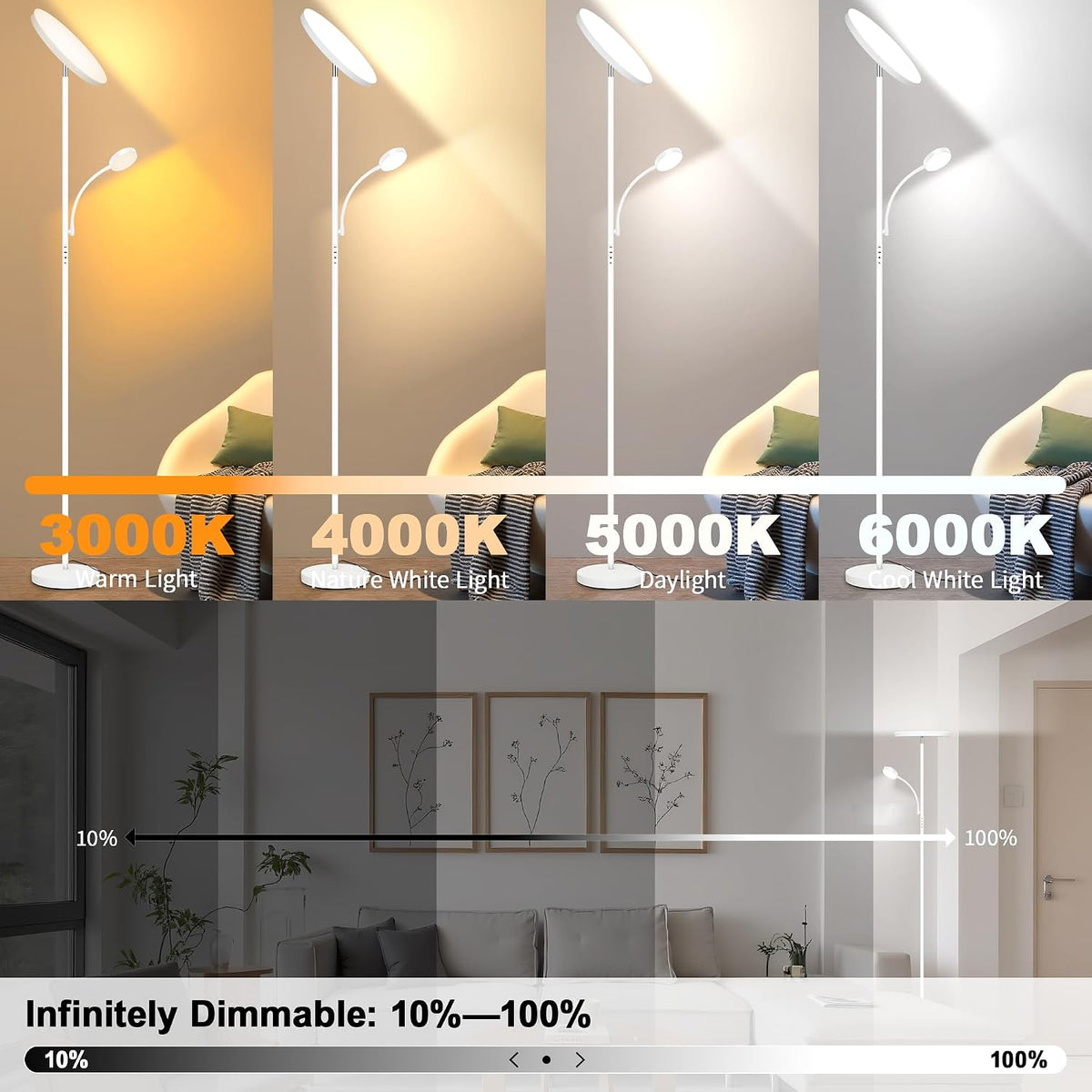 9.9"D x 9.9"W x 69.8"H metal floor lamps, alternate view 3