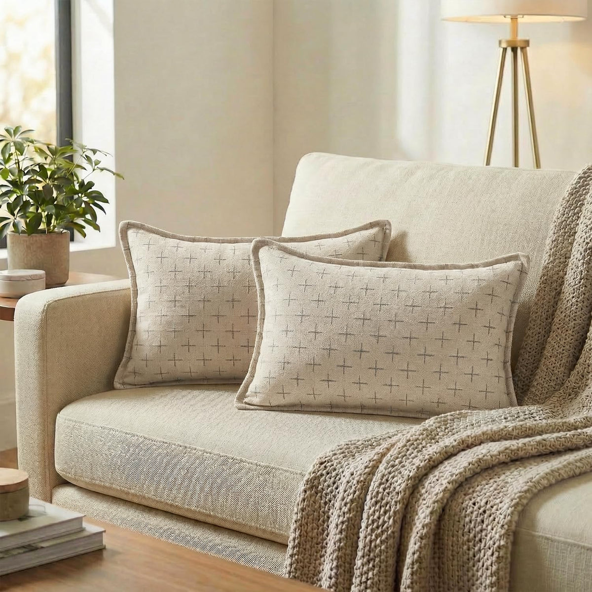 20"L x 12"W polyester throw pillow accessories in Beige, alternate view 2