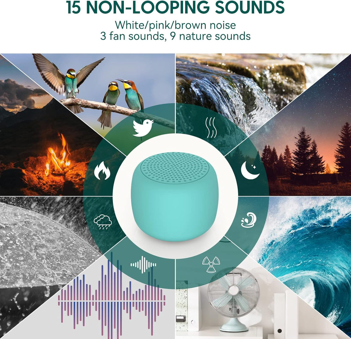 1.89x1.89x1.57 inches plastic white noise machines in Cyan, alternate view 3
