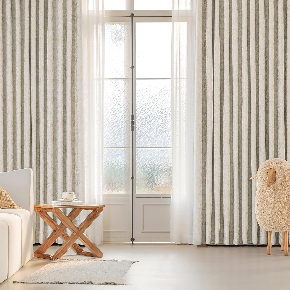 63"L x 52"W polyester curtains in Grommet | Beige, alternate view 8