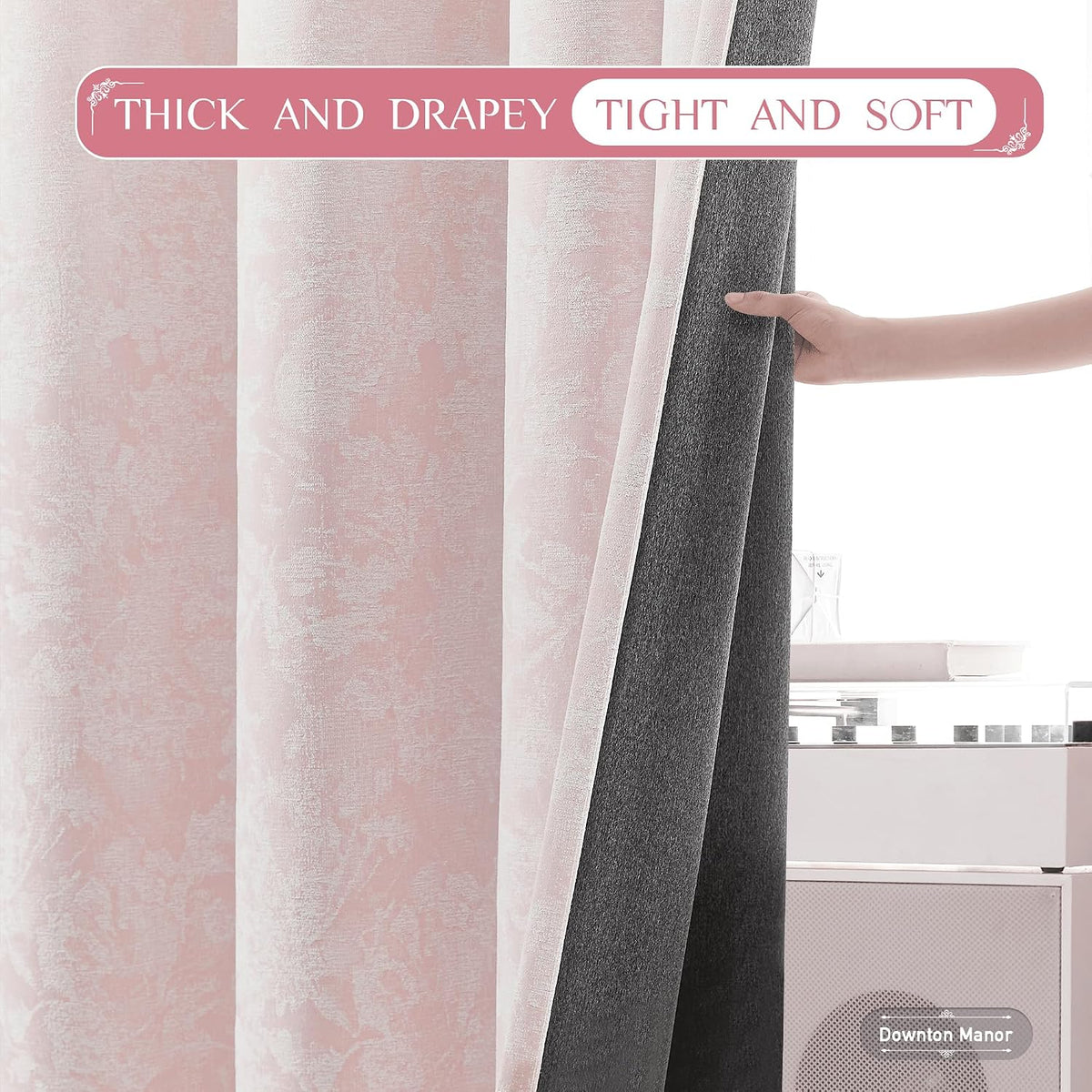 63"L x 52"W polyester curtains in Rod Pocket | Pink, alternate view 6