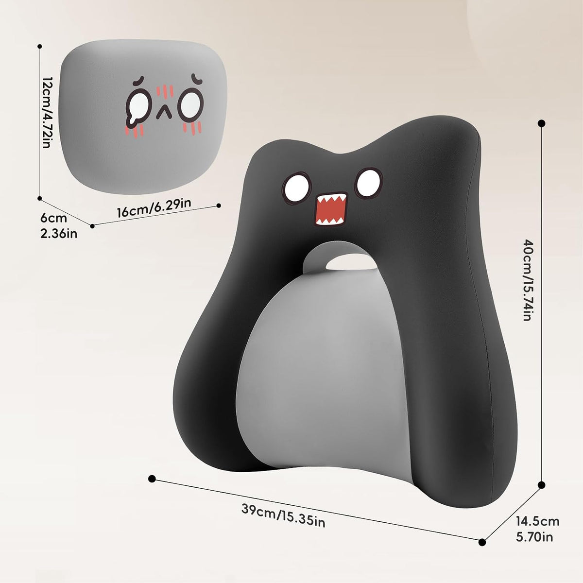 memory foam lumbar roll cushions in Black, alternate view 2