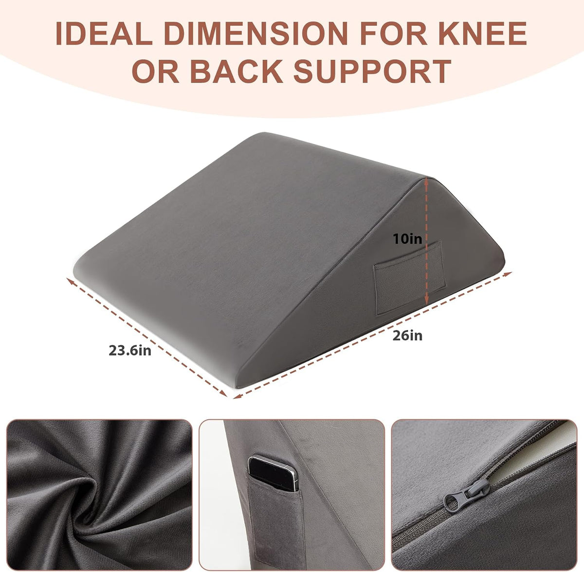 23.6*26*10 Inch memory foam wedge pillows, alternate view 3