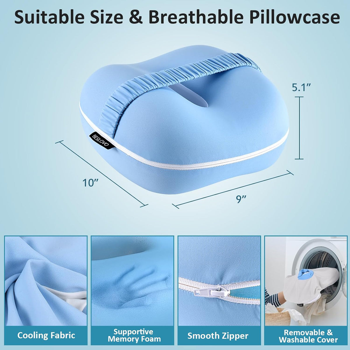 memory foam knee & leg pillows in Blue, alternate view 3