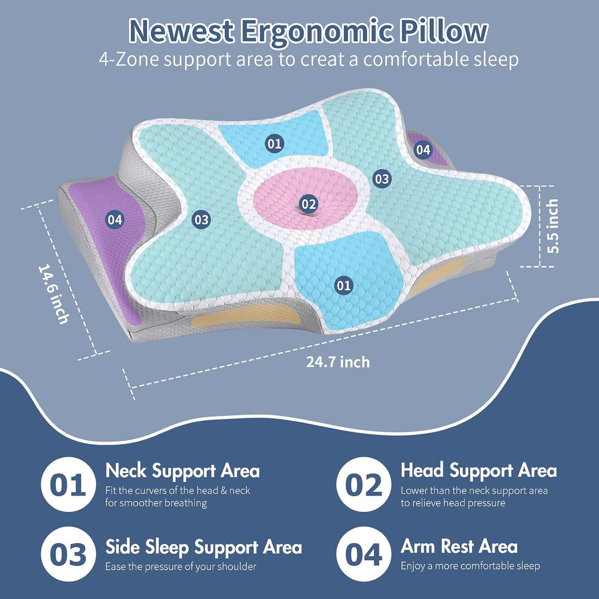 Queen Size memory foam pillows in White, alternate view 4
