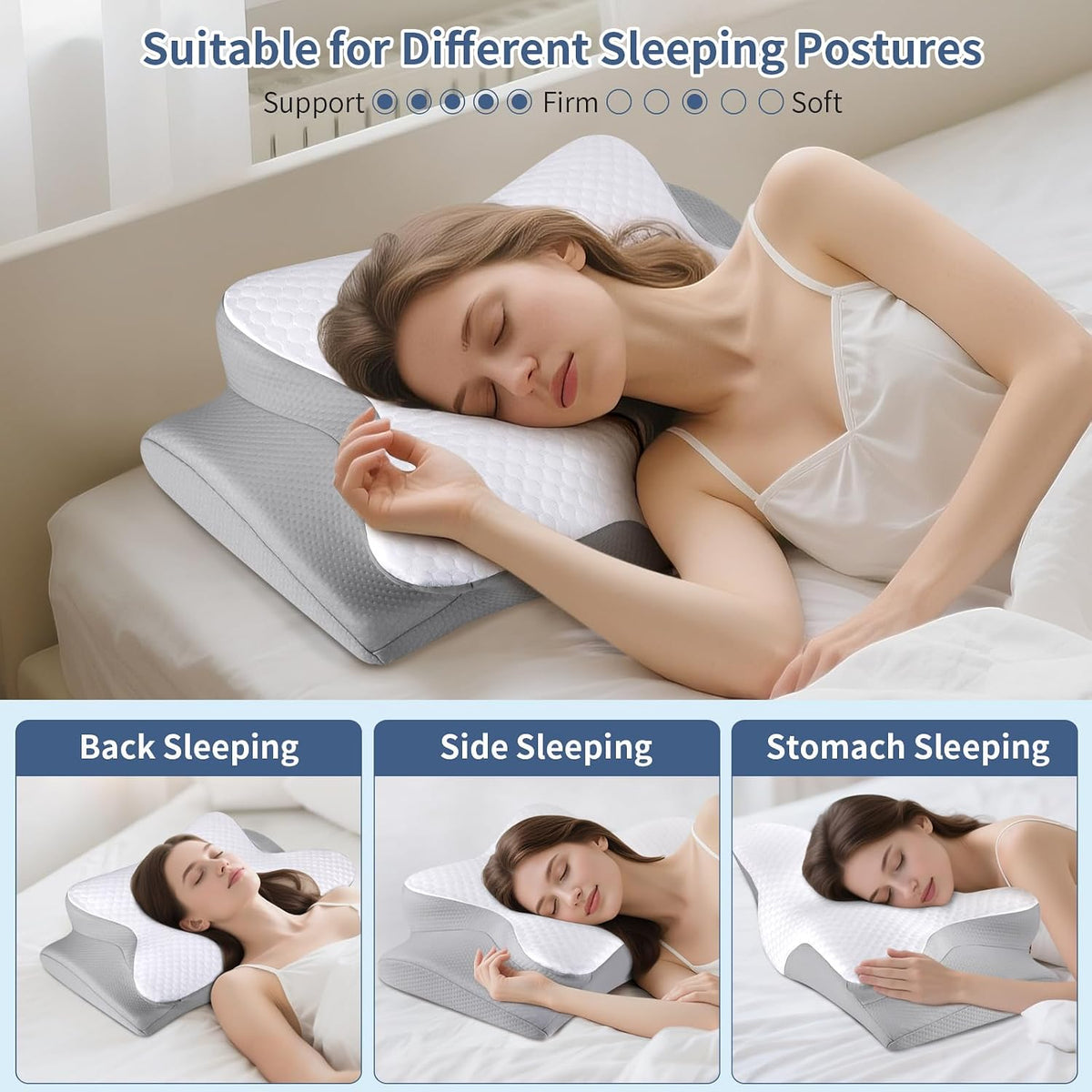 Queen Size memory foam pillows in White, alternate view 6