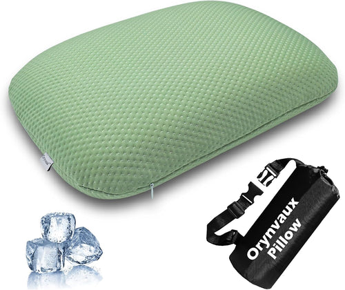 S-14.9*10.2*3.6in memory foam travel pillows in Canopy Green