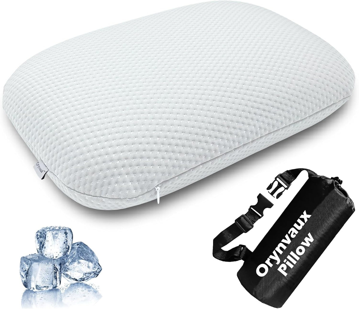 S-14.9*10.2*3.6in memory foam travel pillows in Frost White