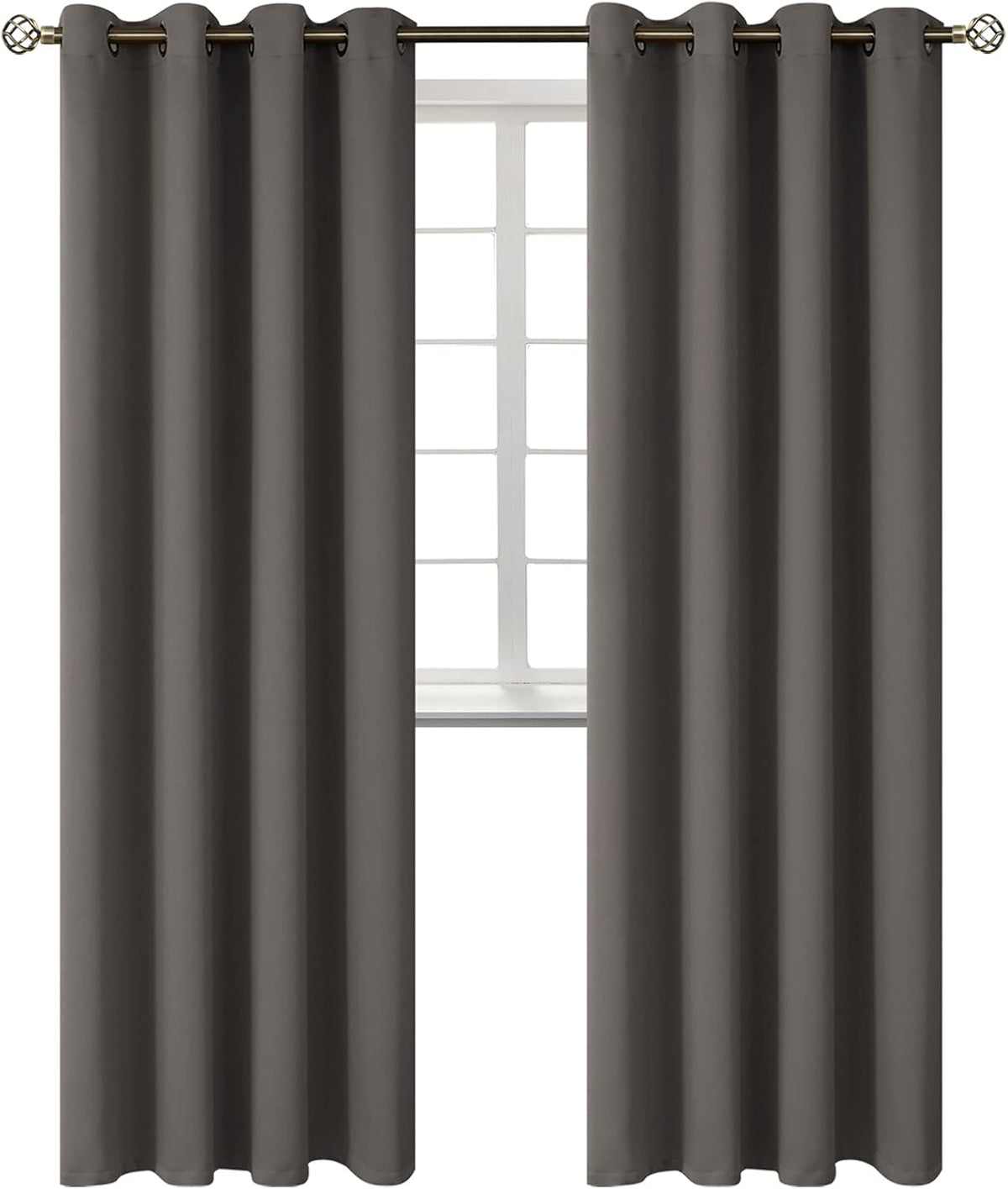108"L x 52"W polyester curtains in Grey