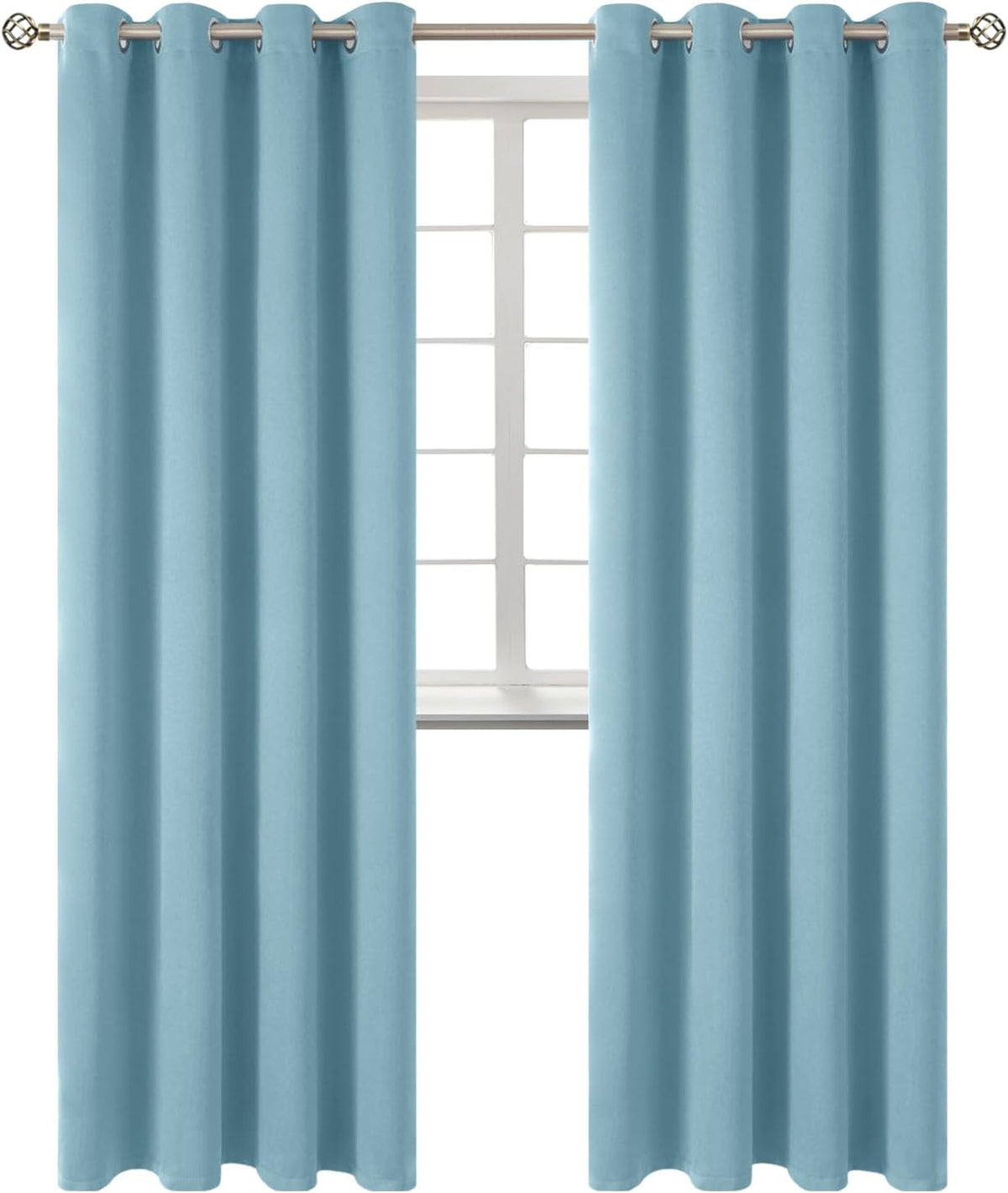 108"L x 52"W polyester curtains in Greyish Blue