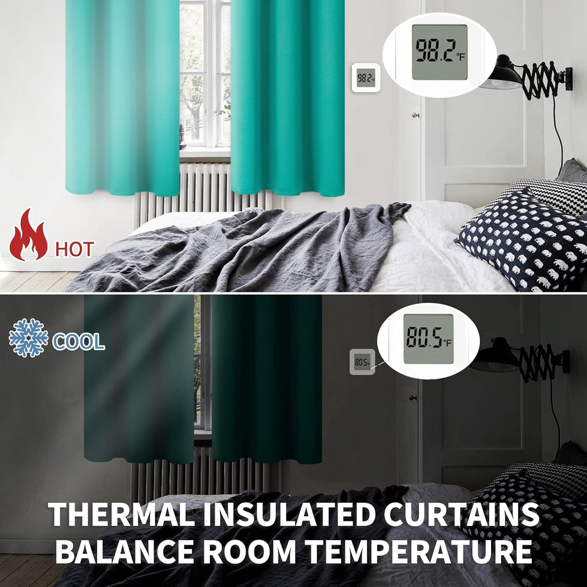 108"L x 52"W polyester curtains in Teal, alternate view 4