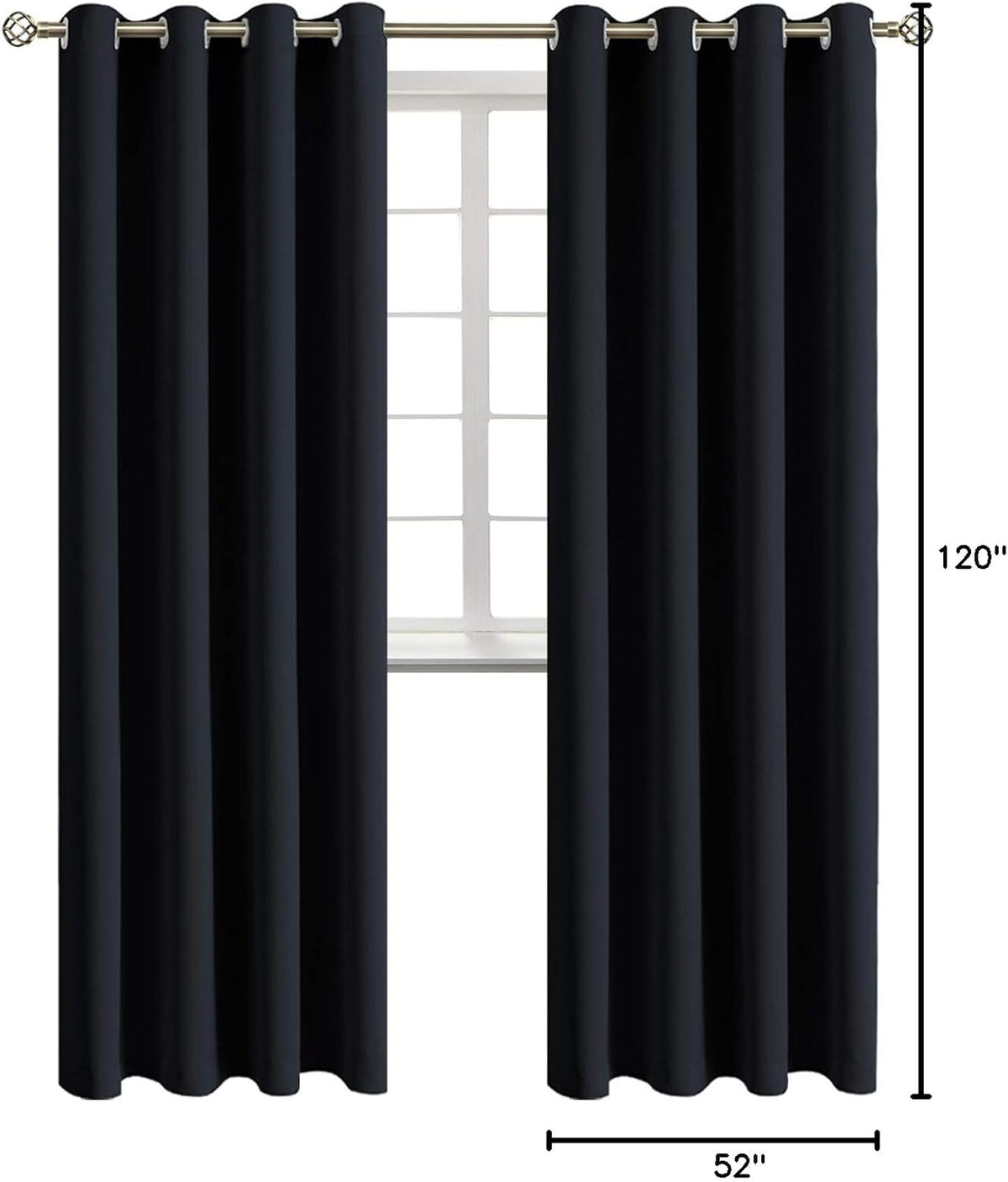 120"L x 52"W polyester curtains in Black, alternate view 8