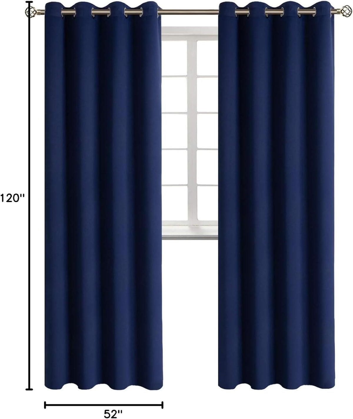 120"L x 52"W polyester curtains in Navy, alternate view 8