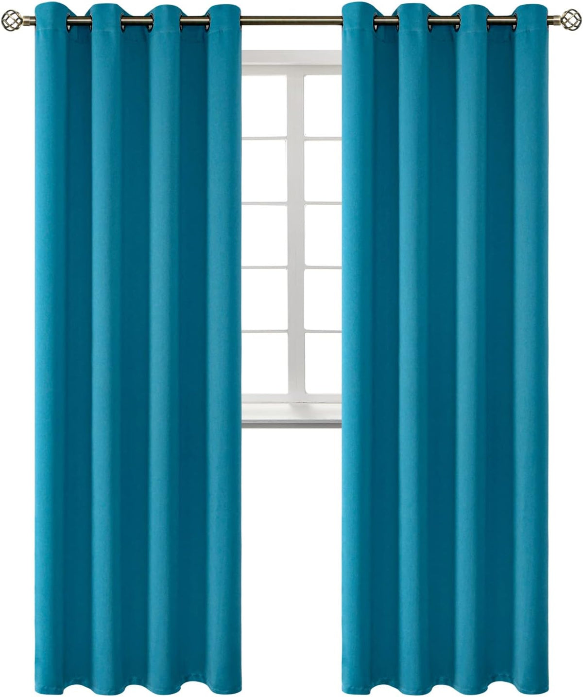 120"L x 52"W polyester curtains in Peacock Blue