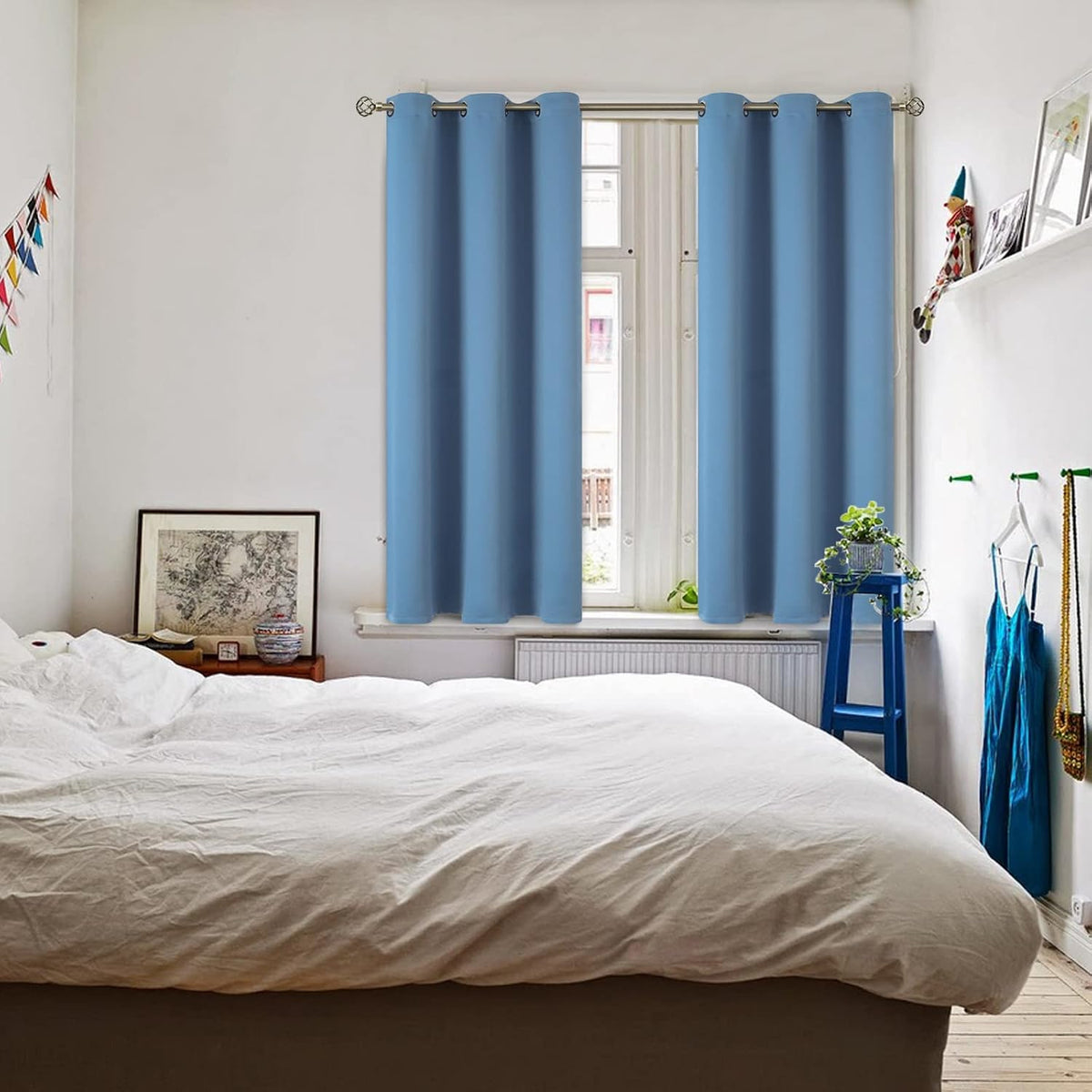45"L x 38"W polyester curtains in Faded Denim, alternate view 2