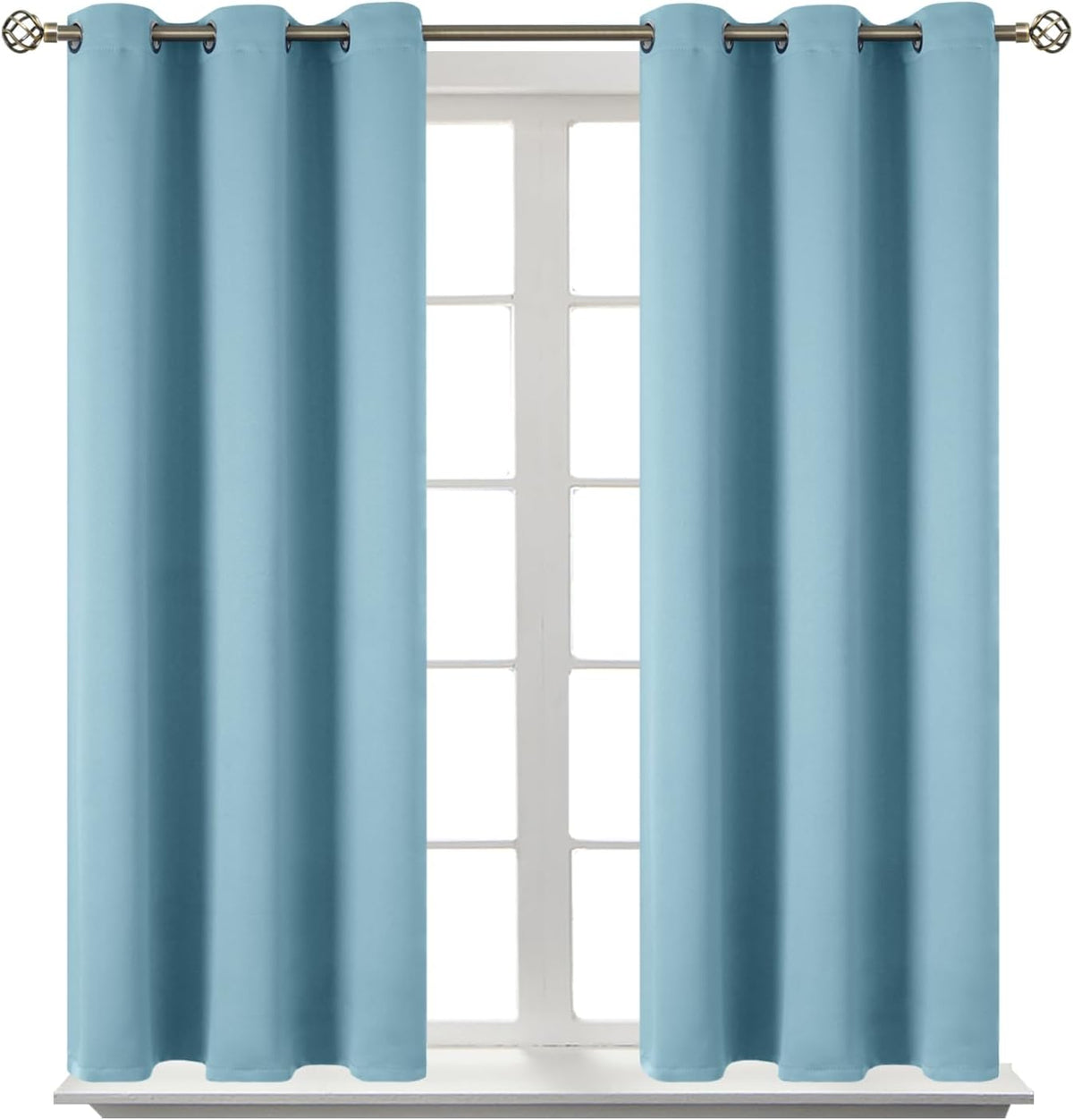 45"L x 38"W polyester curtains in Greyish Blue