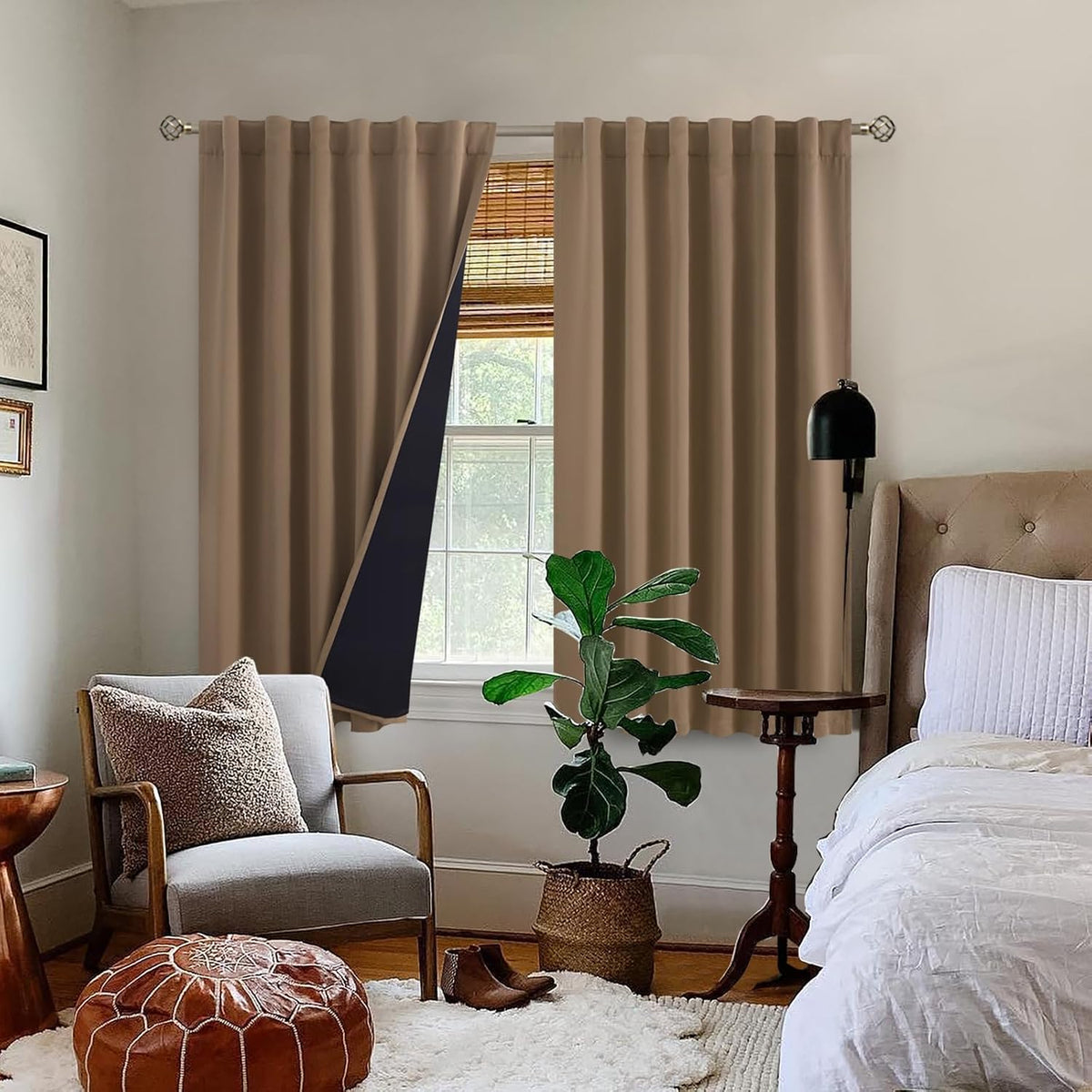 45"L x 52"W fabric curtains in Taupe, alternate view 9