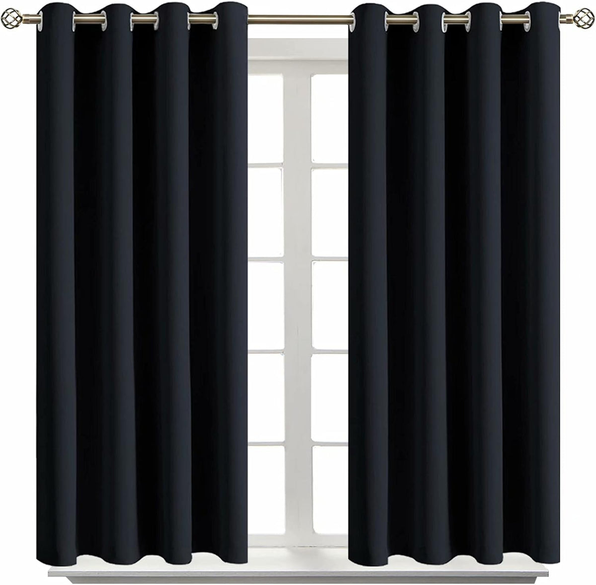 45"L x 52"W polyester curtains in Black