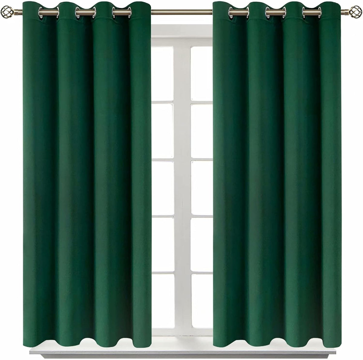 45"L x 52"W polyester curtains in Emerald Green